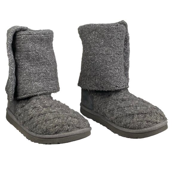 Ugg Women's Cardy Gray Knit Pull On Winter Boot Size US 7 - Picture 4 of 12